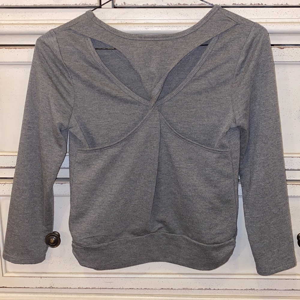 Moon & Stars charcoal grey longsleeve twisted racerback sweater shirt athleisure